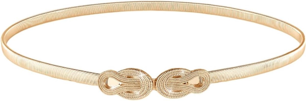 SnelShoppen - Elastische Slimme Tailleband voor Vrouwen - Gouden Riem - Comfortabele Metalen Gesp - Voor Feest, Casual en Diverse Seizoenen