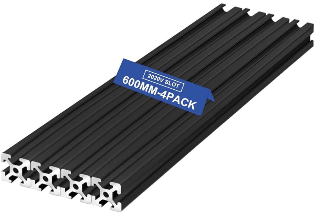 SnelShoppen - 4 stuks 600mm 2020V Zwart Europese Standaard Geanodiseerde Lineaire Rail Aluminium Profielen voor DIY 3D Printers CNC Machines