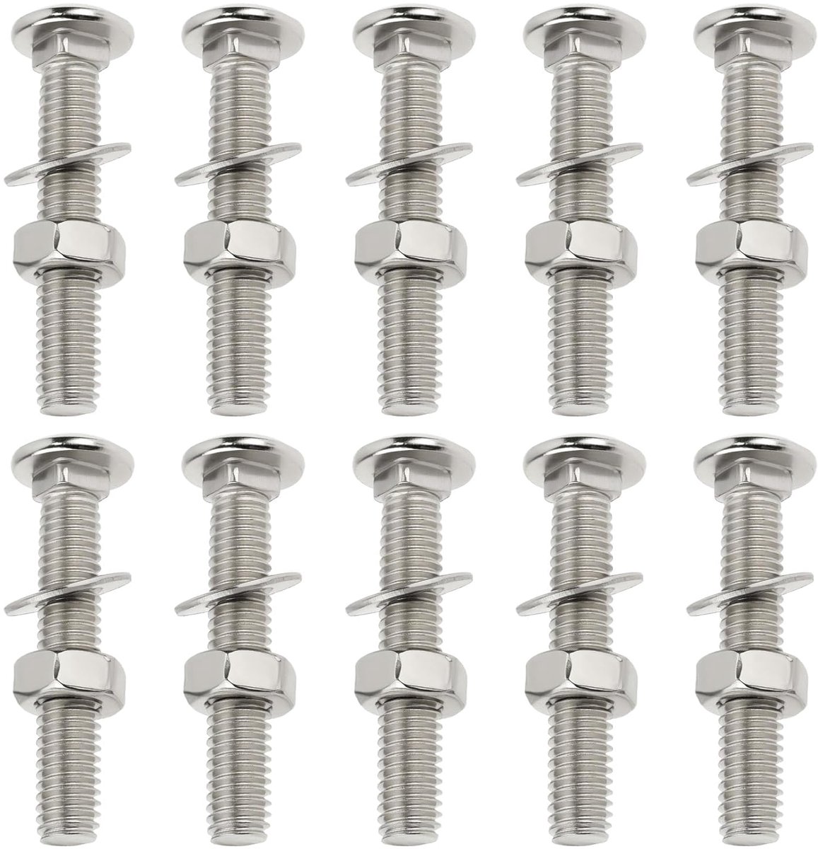 SnelShoppen - 48 Sets M6 x 35 Moeren Bouten Ringen Set voor Houten Bank Lath Bevestiging Geschikt voor Dikte 17mm-21mm Rustiek Eikenhout