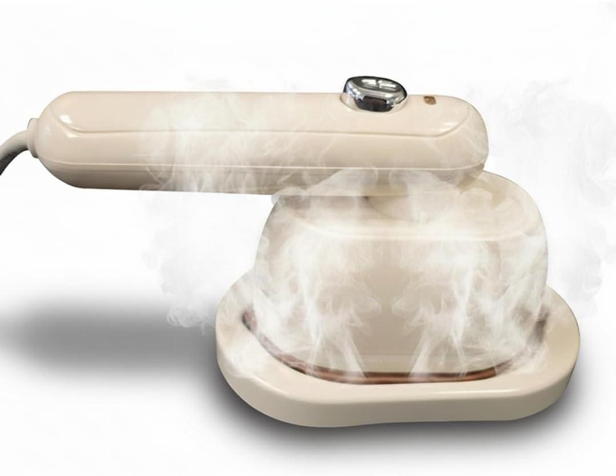 Stoomstrijkijzer Handheld - Reis Stomer - Kreukels Verwijderen - Dubbele Functie Nat Droog - 100 ml Tank - Beige