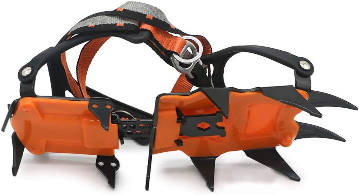 SnelShoppen - 12 Tanden IJs Schoen Grip Spikes met Verstelbare Bandjes, Sneeuw Traction Schoenen voor Klimmen, Ski Mountaineering, Gletsjer Wandelen e