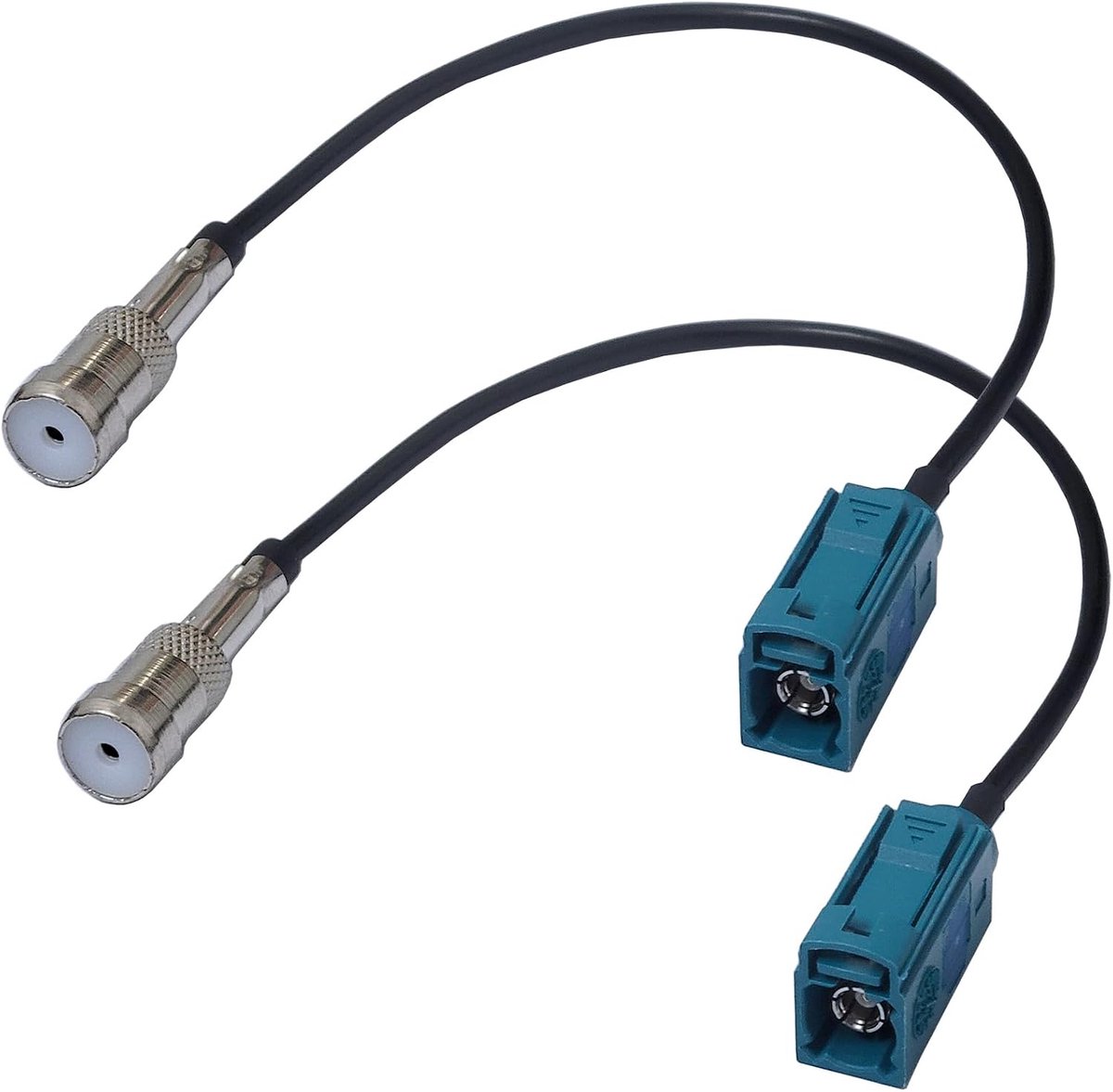 SnelShoppen - Antenne Adapter Kabel Stereo Fakra Vrouwelijk naar SMA Vrouwelijk - Geschikt voor Audi - 2 Stuks - Auto GPS Antenne Adapter - Blauw