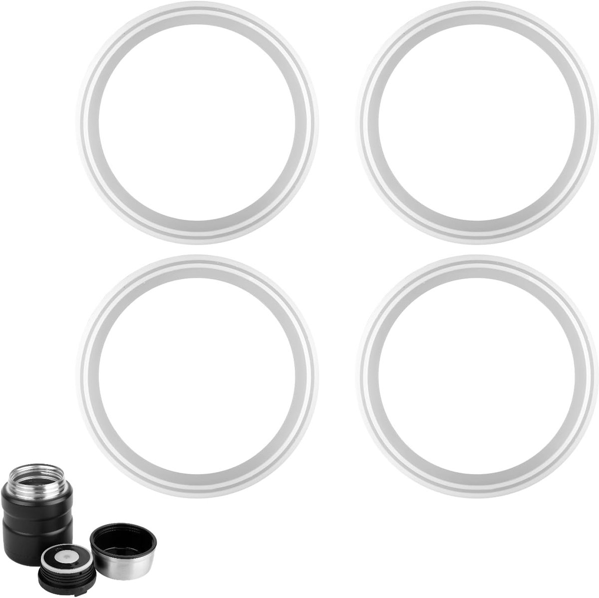 SnelShoppen - 4 Stuks Vervangende O-Ringen Voor Thermos RVS Voedselpot 16 & 24 Ounce, Silicone Afdichtringen Vervangingsonderdelen, Keukenaccessoires