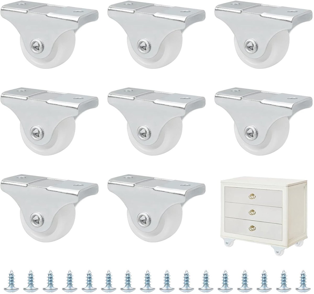 8 Stuks Mini Rubber Wielen 25mm Vervangende Meubelwielen voor DIY Meubels en Projecten