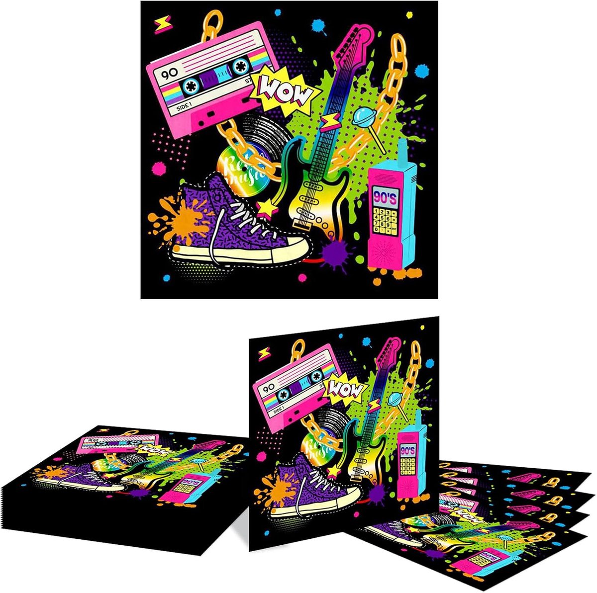 SnelShoppen - 20 Stuks Hip Hop Feest Wegwerp Papieren Servetten 90s Muziek Thema Hip Hop Diner Servetten Feest Benodigdheden