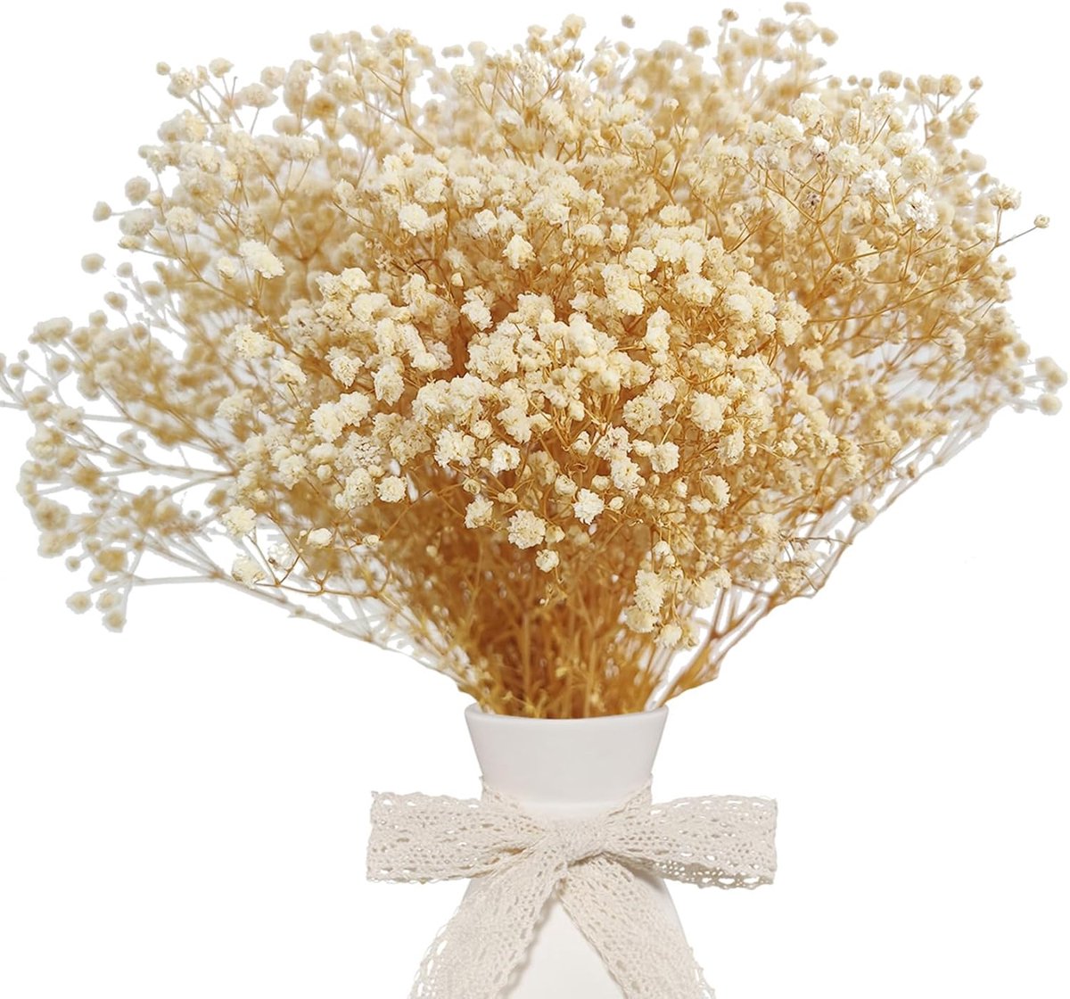 SnelShoppen - Gedroogde Witte Gypsophila Bloemen - Natuurlijke Droogbloemen voor Huisdecoratie, Bruiloft, Knutselen - 37-38 cm Lang