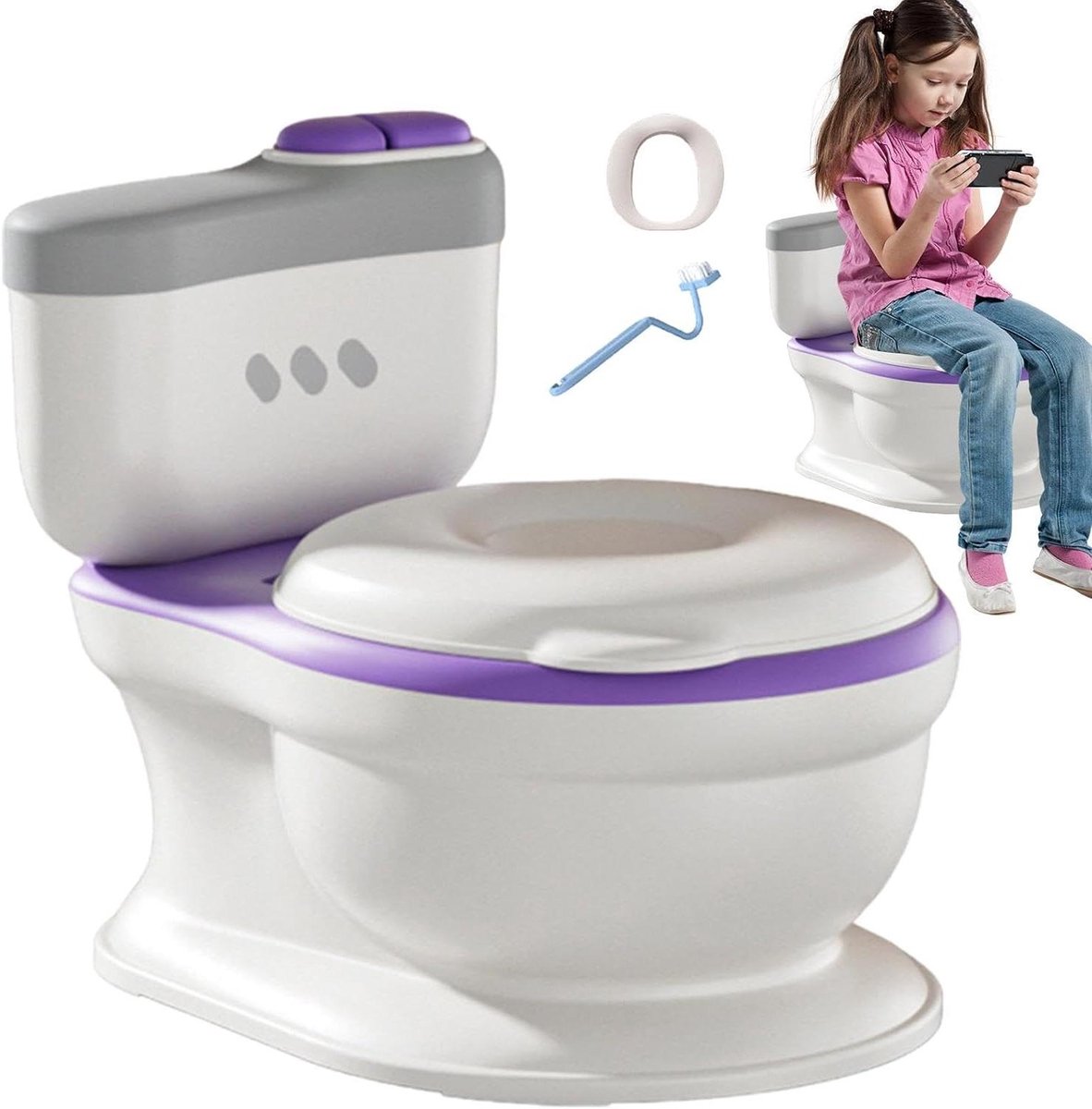 Zindelijkheidstrainer Potje - Peuter Toilet - Zindelijkheidstraining - Spatwaterdicht Ontwerp - 41 x 30 x 22 cm - Paars