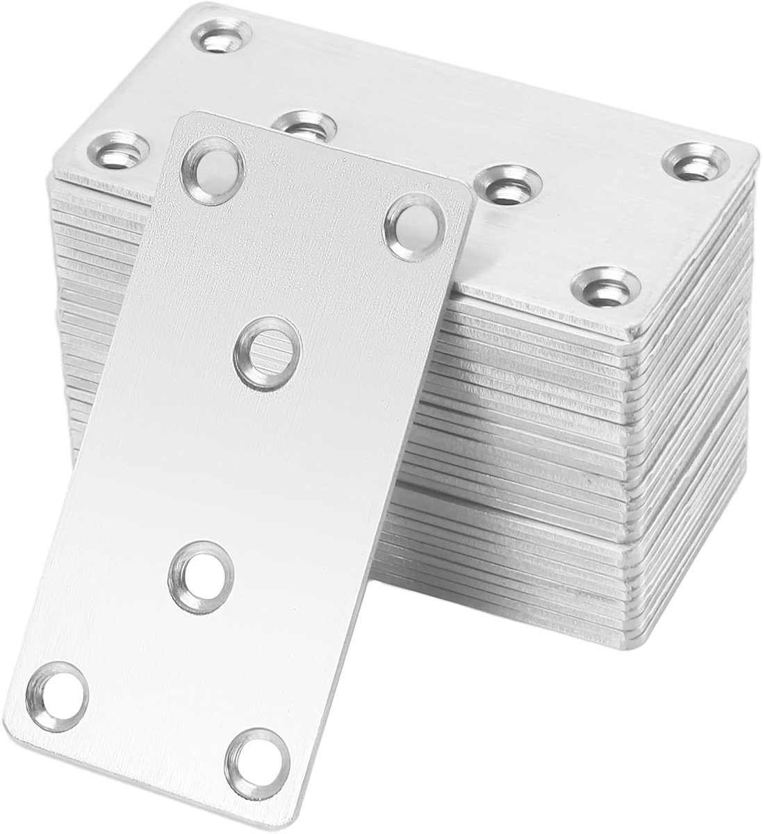 SnelShoppen - 30 Stuks Plat Beugels voor Hout, 80x40x2mm RVS Verbindingselementen, Rechte Herstelplaten voor Reparatie, Meubels, Bedden, Tafels