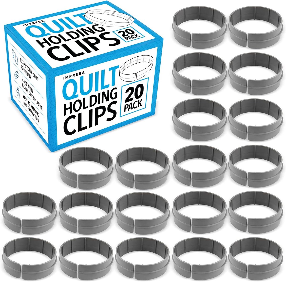 SnelShoppen - 20 Stuks Zware Quiltklemmen voor Quilten - Veelzijdige Klemmen voor Vrije Beweging - 1 Inch Hoog, 3 Inch Diameter - Perfect voor Quiltin