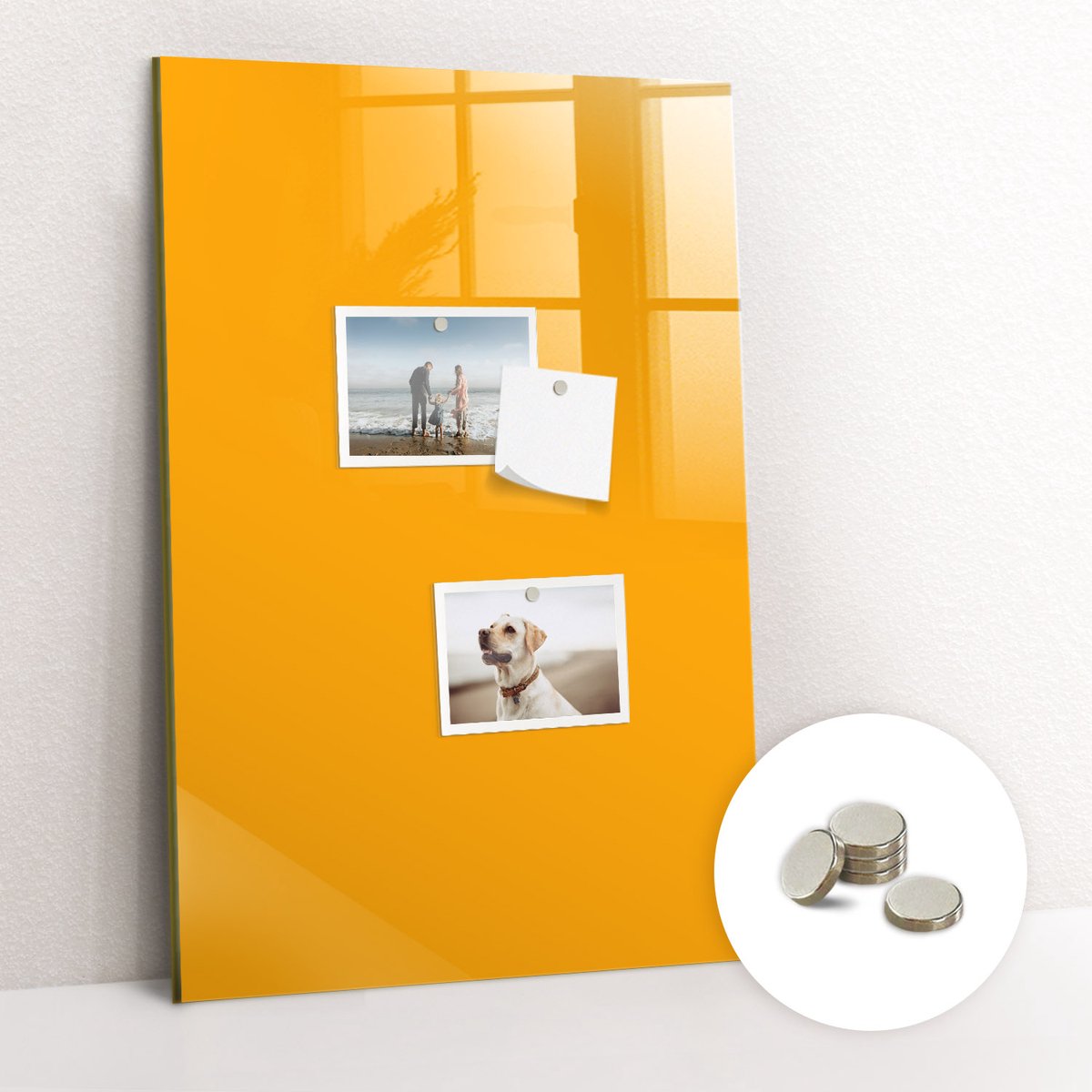 Tulup Glassboard - Goudgele kleur Magneetbord - 40 cm x 60 cm - Magnetisch Bord Kind - Organizer Muur - Magneetbord Rechthoekig Donkergeel - Gratis 5 Sterke Magneten - Magnetisch Wandbord - Magnet Board