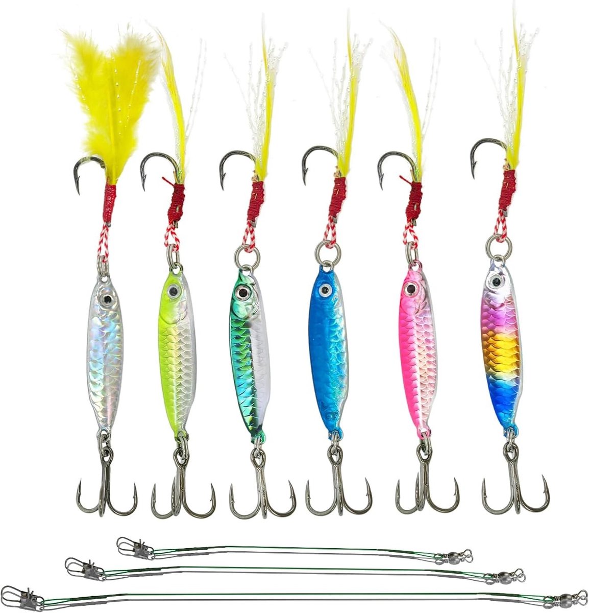 Complete set van 6 hoogwaardige vissersaas met metalen spinners voor snoek, karper, forel en baars
