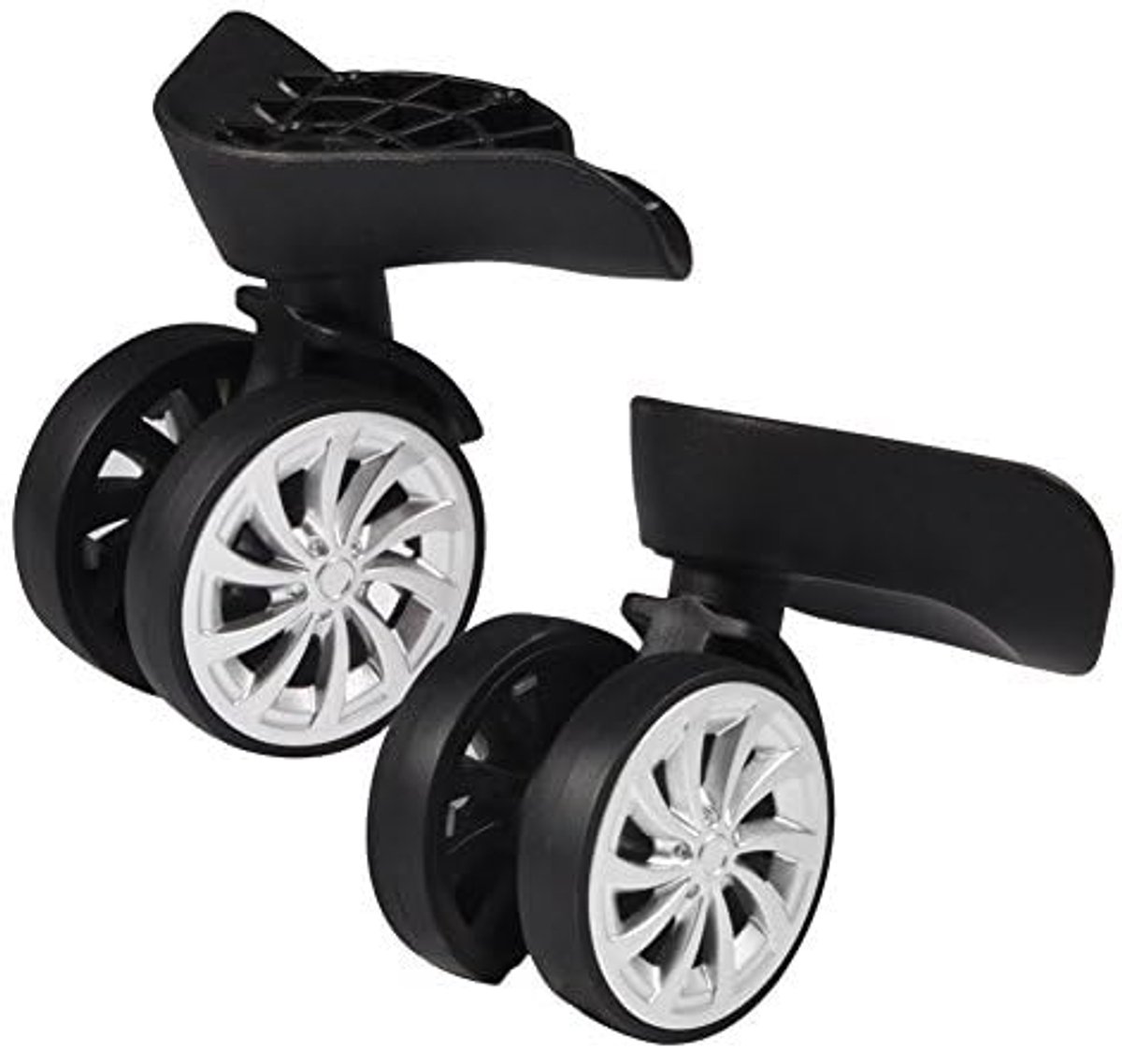 SnelShoppen - 2Pcs Zwenkwielen Vervangwielen 55mm voor Bagage, Koffers en Trolleys - Stille en Duurzame Rubber Wielen voor Meubels en Reizen