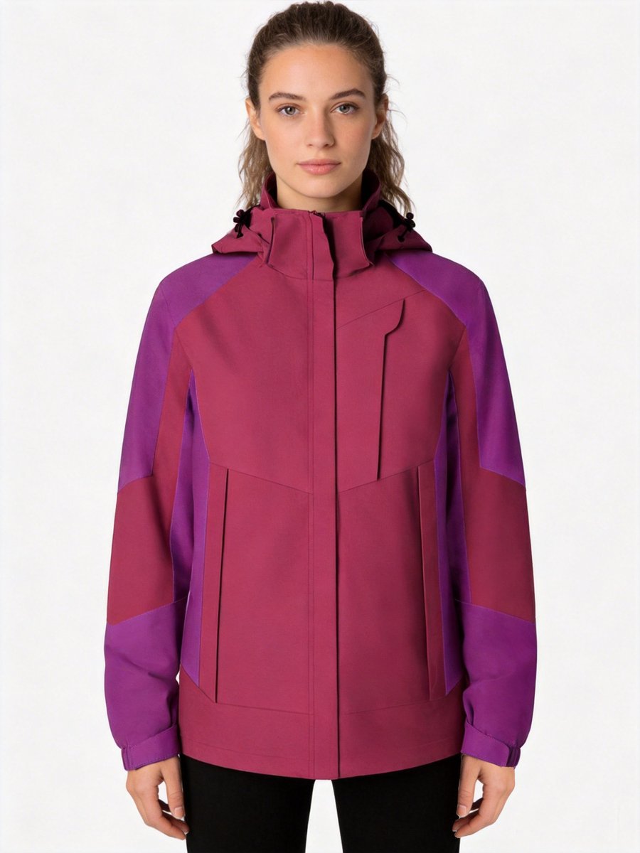 Daity Softshell Jas Dames Waterdichte Wandeljas met Fleecevoering en Capuchon Winddichte Outdoor Regenjas Paars