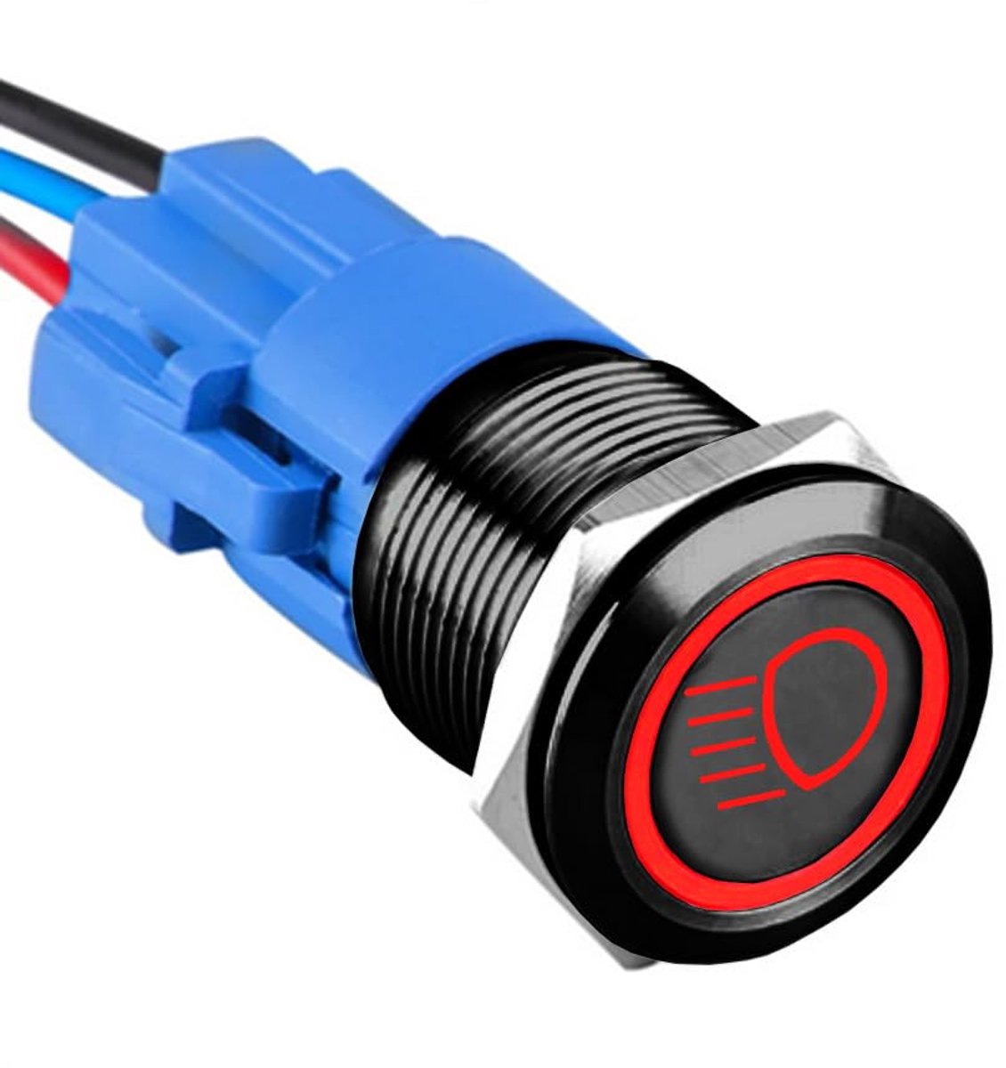 SnelShoppen - 19mm Rocker Switch 12V 5A Waterdichte Metalen Drukknop Schakelaar met Rode LED Lamp voor Auto Laag Stralingsschakelaar ON OFF met Draads