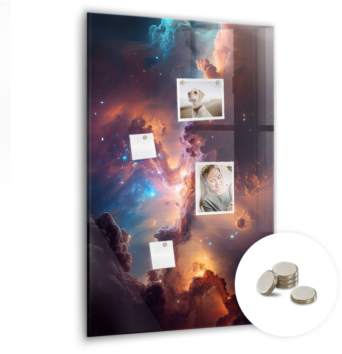 Coloray Glazen Magneetbord - Magnetisch Bord Bosbessen en frambozen - 60x90 cm - Veelkleurig Magneetbord - Magnetic Board - Woonkamer Decoratie