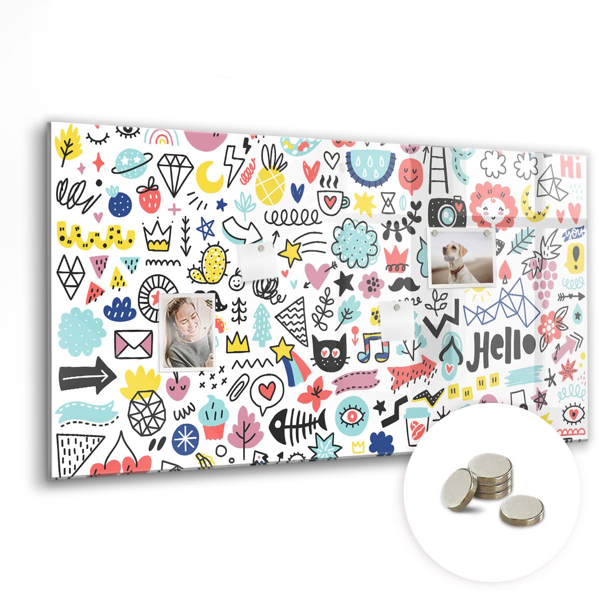 Coloray Glazen Magneetbord - Magnetisch Bord Junglebladeren - 120x60 cm - Veelkleurig Magneetbord - Magnetic Board - Woonkamer Decoratie