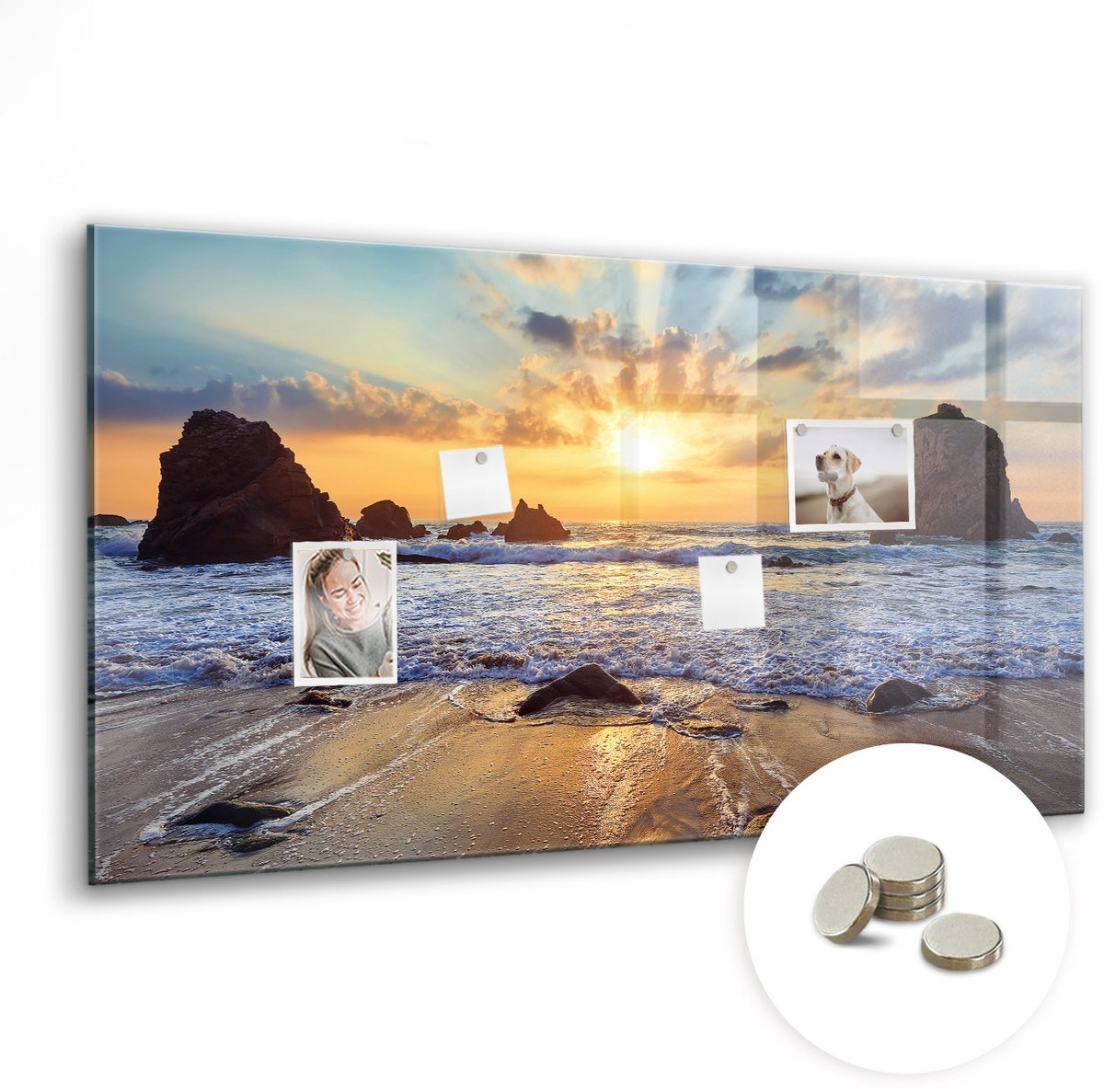 Coloray Glazen Magneetbord - Magnetisch Bord 3D-wereldkaart - 120x60 cm - Veelkleurig Magneetbord - Magnetic Board - Magneetbord Design