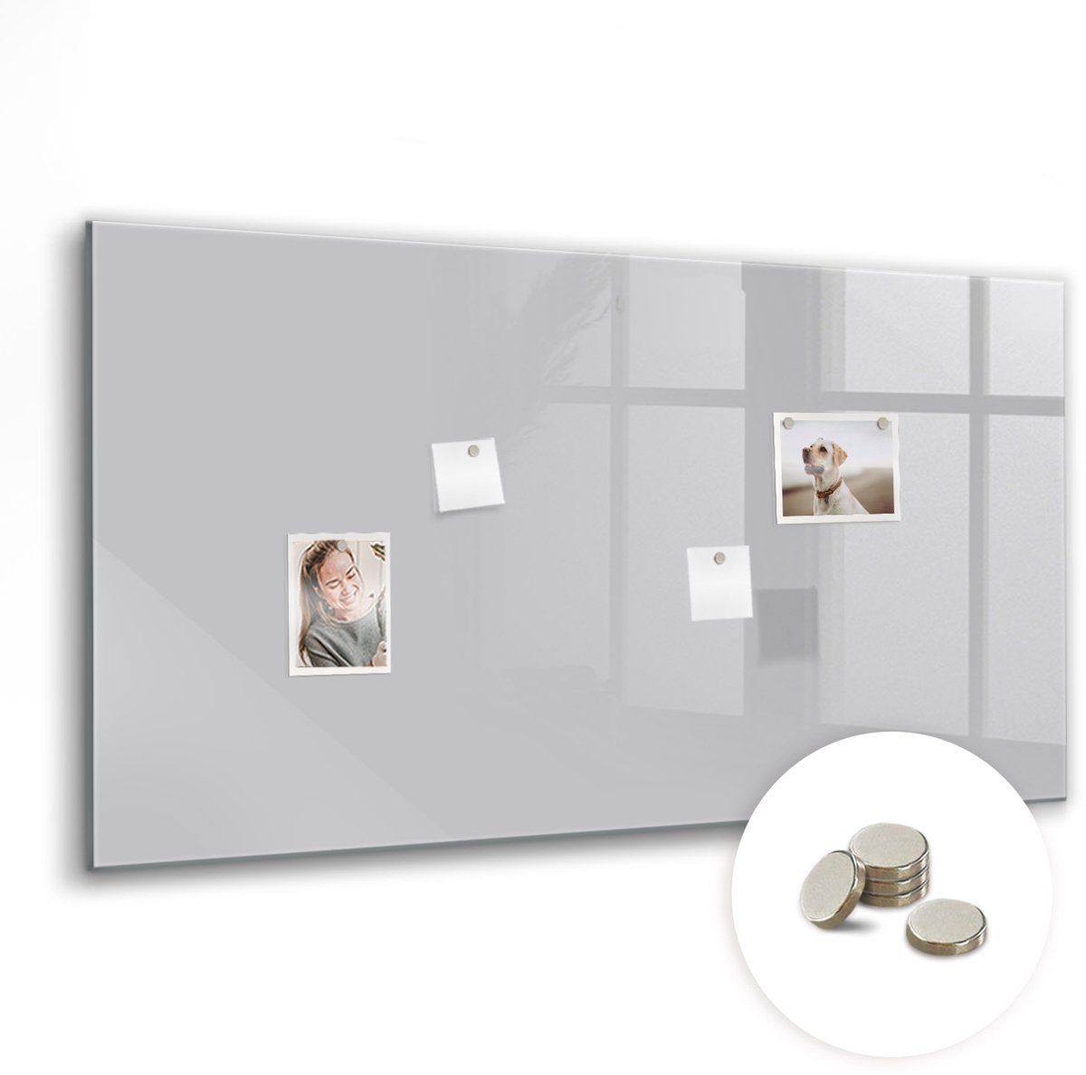 Coloray Glazen Magneetbord - Magnetisch Bord Roze kleur - 120x60 cm - Lichtgrijs Magneetbord - Magnetic Board - Bureau Decoratie