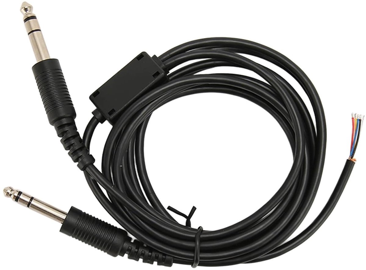 SnelShoppen - Dual GA Plug Avionica Hoofdtelefoon Kabel 2M - Duurzaam PVC - Vervangingskabel voor Luchtvaart Hoofdtelefoons - Flexibel en Sterk