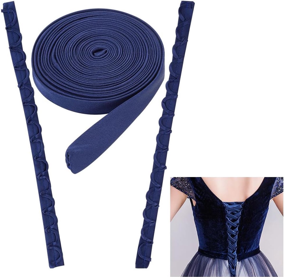 SnelShoppen - 1 Set Vervangende Rits voor Trouwen, Middernachtblauwe Verstelbare DIY Creatieve Bruidsjurk Accessoires voor Feestjurk Riem