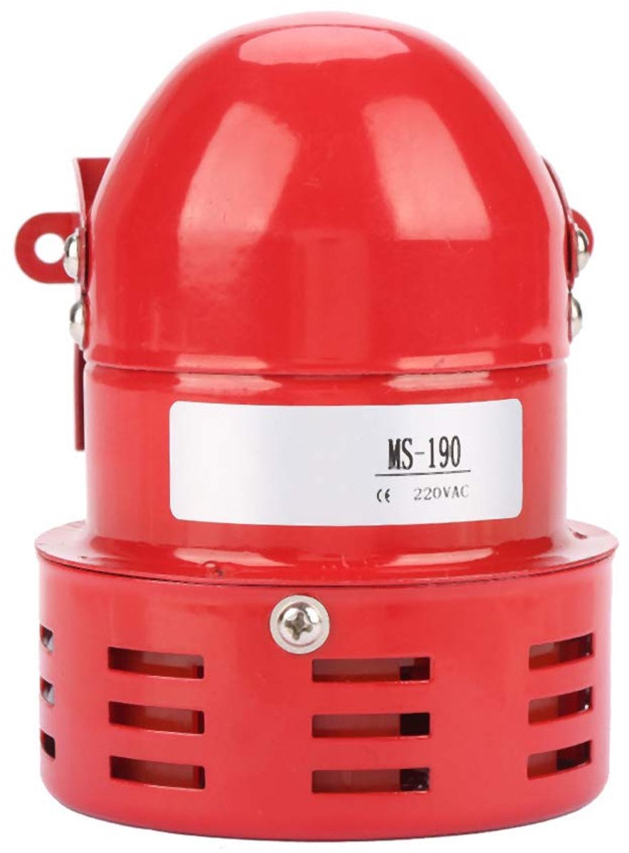 SnelShoppen - 220V 120DB Rode Mini Metalen Motor Alarm Sirene - Elektronische Beveiliging Tegen Diefstal - Hoogwaardige Mechanische Alarm Sirene voor