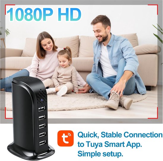 Verborgen Camera - Mini Camera - Huis Beveiligen - Bewegingsdetectie Alarm - 1080p HD - Zwart — afbeelding 5
