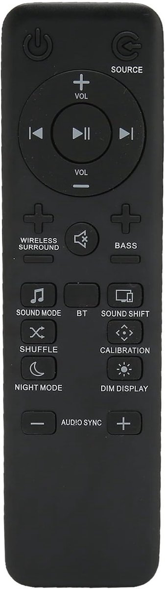 SnelShoppen - Vervangende Afstandsbediening voor HD Speaker System - Ideaal voor BAR 5.1, BAR 2.1, BAR 3.1 - Ergonomisch Ontwerp - Batterij (2 AAA, ni