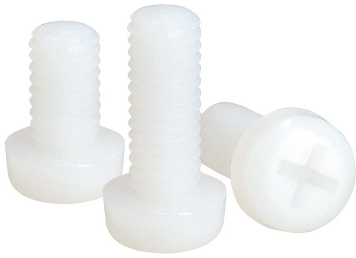 SnelShoppen - Nylon Schroeven Kruiskop Rond Hoofd Machine Schroeven Kunststof Schroeven Wit M2x5mm (100 Stuks) - Lichtgewicht, Corrosiebestendig, Gesc