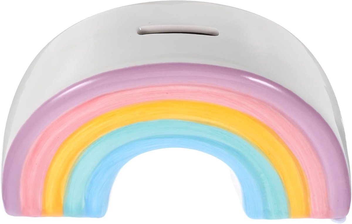 SnelShoppen - Regenboog Keramische Spaarpot 18 cm Cartoon Spaarvarken Decoratieve Bureau Ornament voor Kinderen en Volwassenen, Praktische Muntbank
