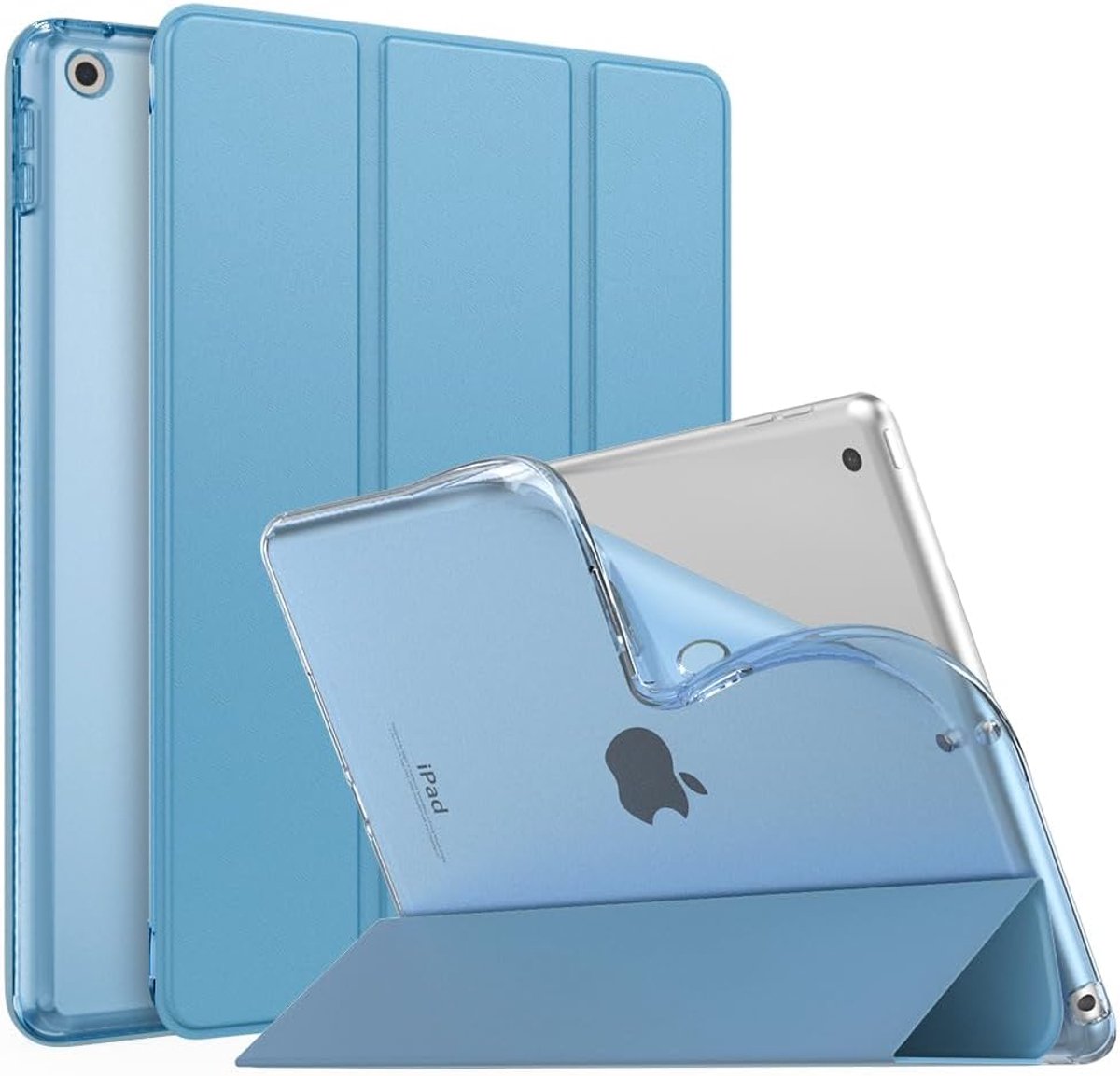 SnelShoppen - MoKo Smart Case voor iPad 9e/8e/7e Generatie 10.2 inch 2021/2020/2019, foggy | Tri-fold Stand Beschermende Folio Case Zacht Translucent