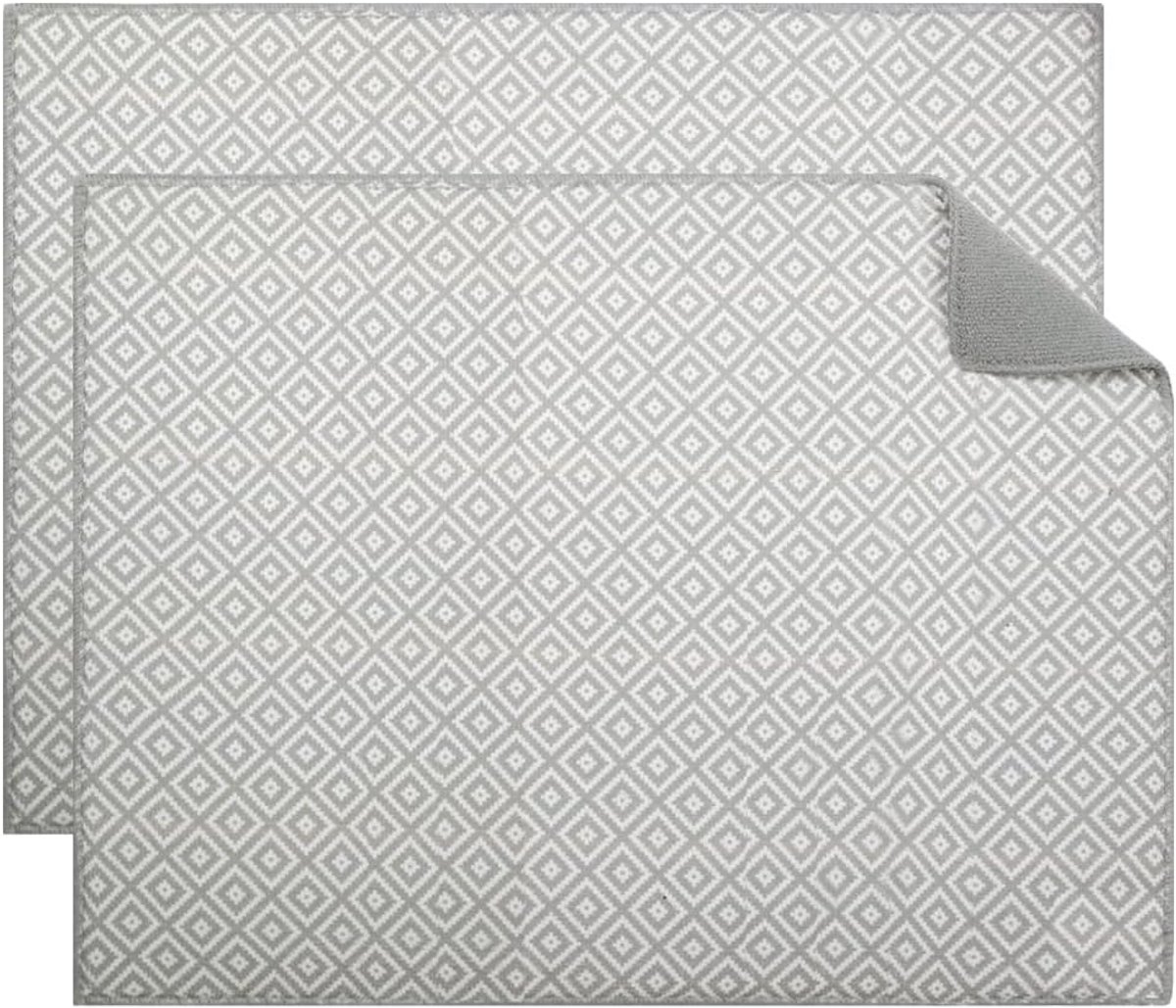SnelShoppen - 2 Stuks Microvezel Droogmat, Afwasmat, Sneldrogende Draining Mat, Keukenmat, 50cm x 38cm, Grijs, Voor Aanrecht en Servies