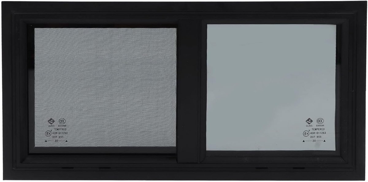 SnelShoppen - Dioche Glijdend Raam voor Motorhome, 550 x 260 mm, Horizontaal en Verticaal Met Vliegenraam, Insectenet voor Caravan, Sterk Aluminium
