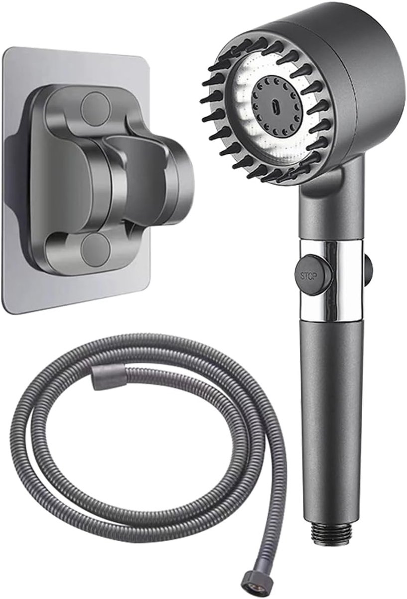 Massagestraal handdouche met filter - 3 standen - inclusief 1,5 m slang - waterbesparend en eenvoudig te bedienen - ShopVlot