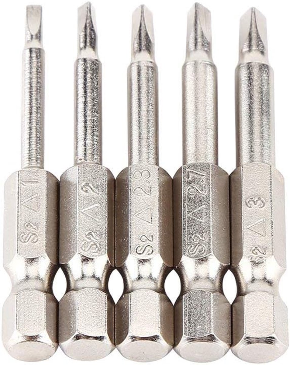 SnelShoppen - 5-delige 50mm 1/4 Magnetische Schroevendraaier Bits Set TA1.8/TA2.0/TA2.3/TA2.7/TA3.0 voor Houtbewerking en Klussen