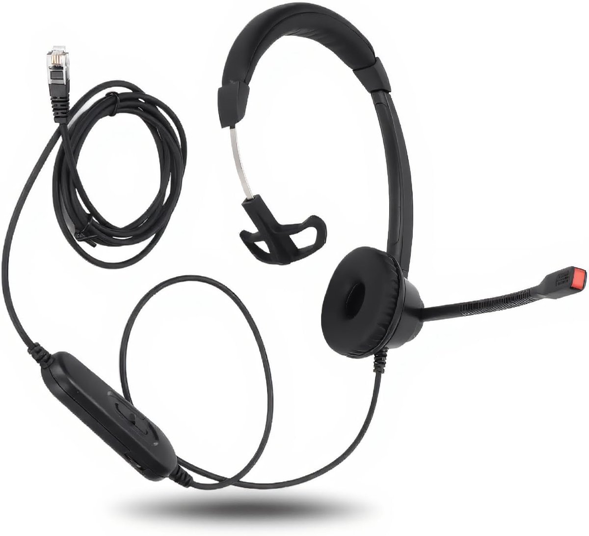 SnelShoppen - Draadloze Headset met Eén Oor en Geluidsisolatie Microfoon, RJ9 Headset voor Klantenservice en Callcenter, Draagbare Een Oor Headset voo