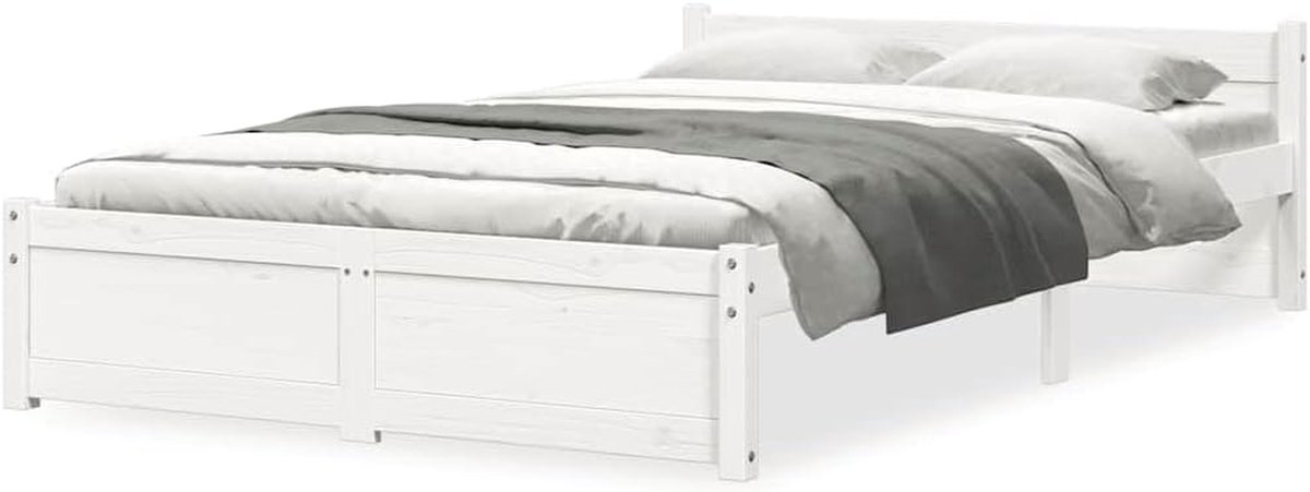 Massief houten bed - Houten ledikant - Slaapkamer inrichten - Stabiel grenenhouten frame - 120 x 200 cm - Wit