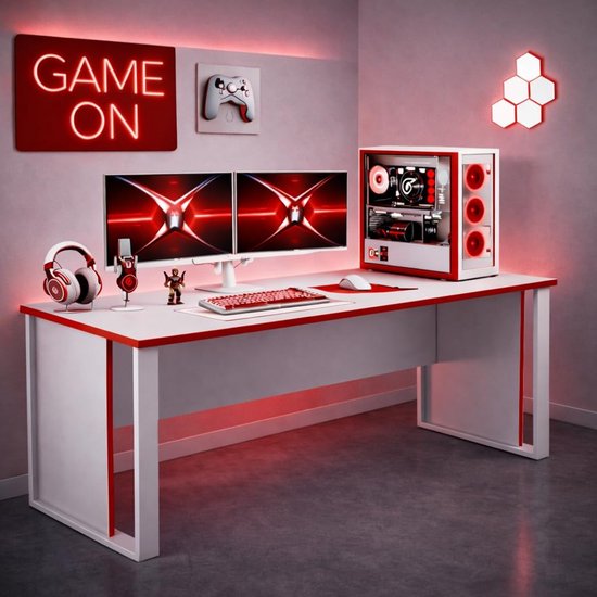 Gamingtafel - Bureau - Gaming setup - Stabiel frame - 150 cm breed - Zwart groen — afbeelding 4