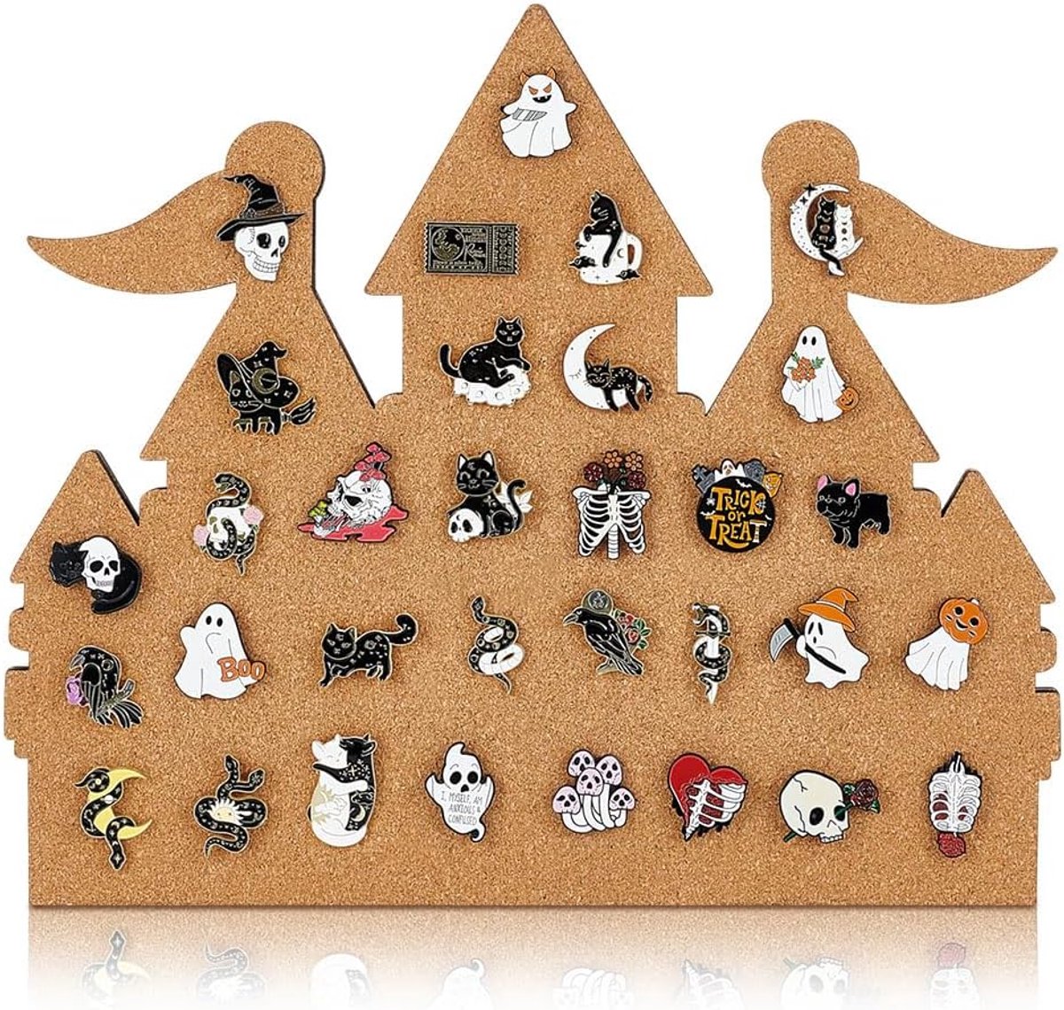 SnelShoppen - Houten Kurken Bord 33x28cm met Dubbele Vlag Ontwerp - Broche Display Bord voor Thuis en Kantoor Decoratie