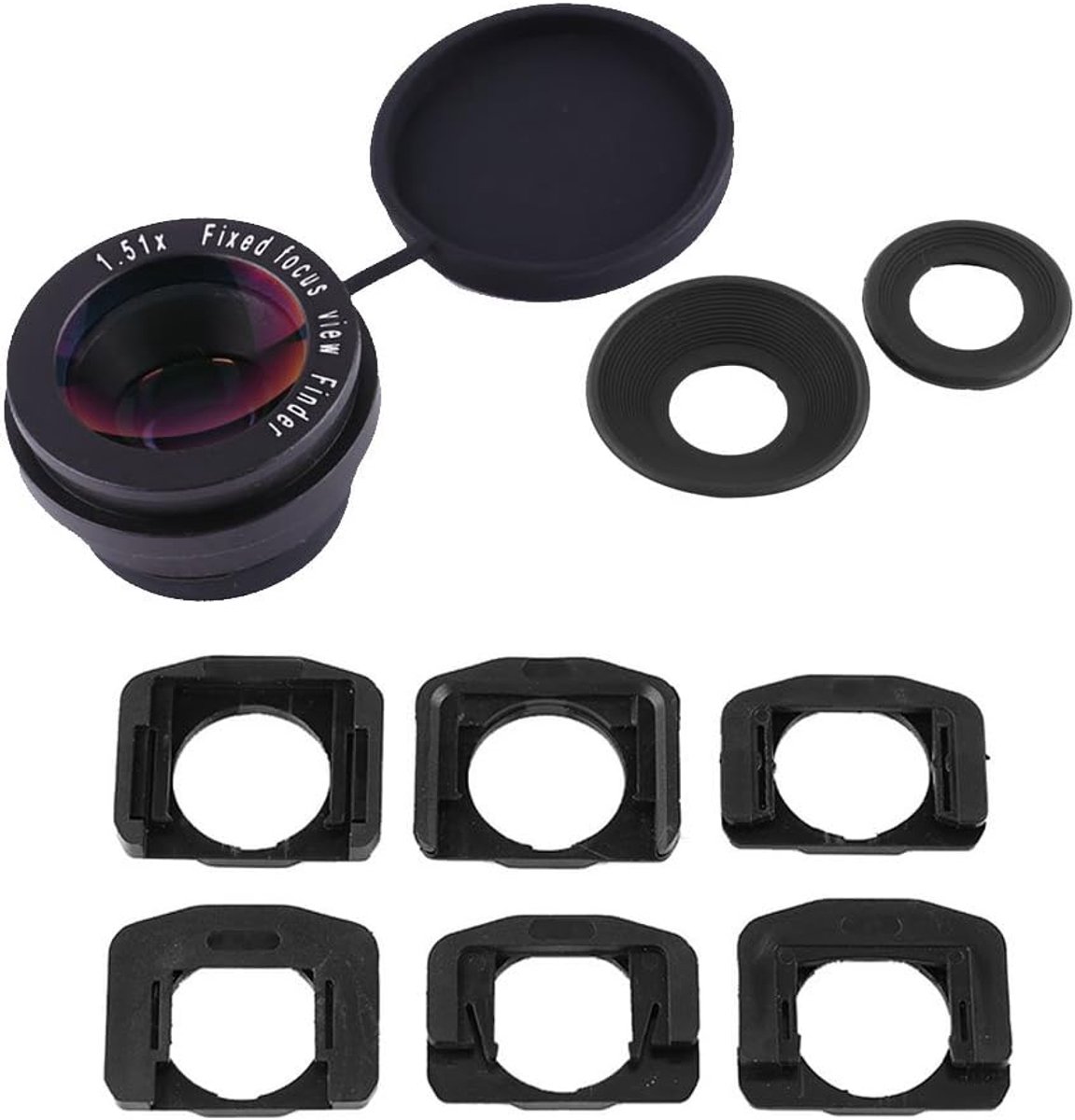 SnelShoppen - 1.51X Versterker Focus Zoekhulp Oculair Vergrootglas voor DSLR Camera, Duidelijk Zicht Zonder Bril, 6 Montageopties