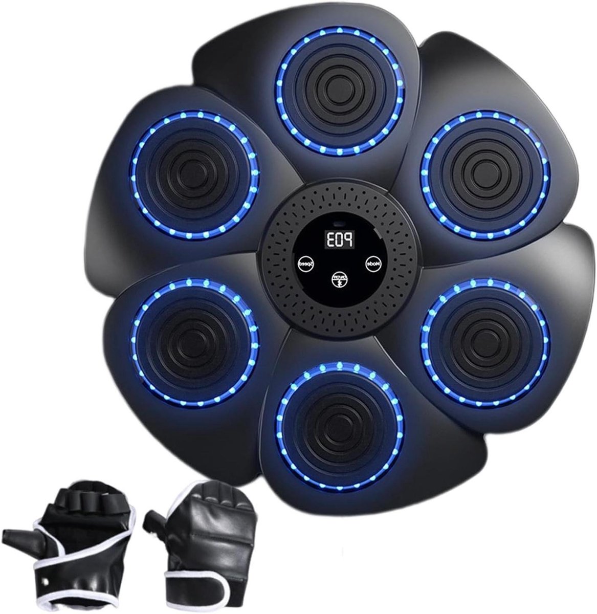 Muzikale Boksmachine - Wandbokstrainer Fitness - Thuis Trainen - Gesynchroniseerde Muziekfunctie - 40 cm Diameter - Zwart