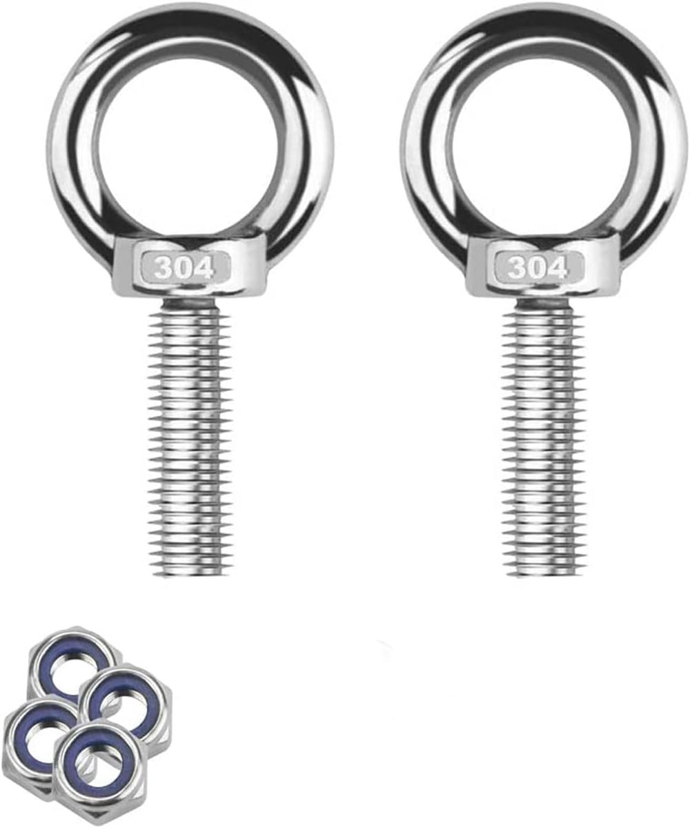 SnelShoppen - M6 Oogbout Set van 2 - RVS Oogbouten M6 x 35 met 4 Ringen - Hoogwaardige 304 Roestvrijstalen Oogbouten voor Verbindingen en Verplaatsing