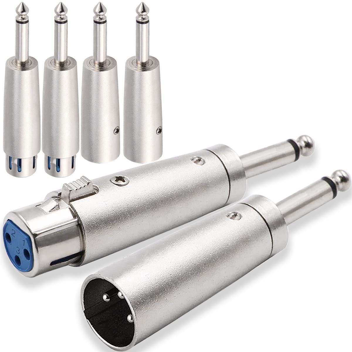 SnelShoppen - XLR 3 Pin Female Male naar 1/4" 6.35mm Male Audio Mono Adapter TS Socket Jack voor Microfoon Mixer, XLR Connector Plug Converter, Metaal