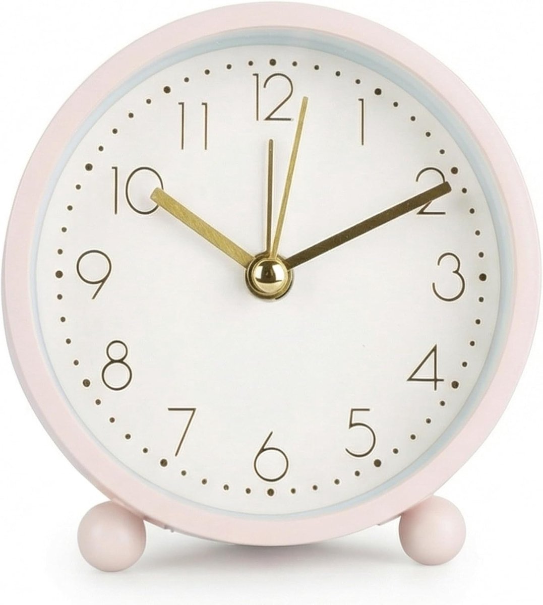 SnelShoppen - Retro Alarmklok Analoge Tijdsaanduiding Stille Quartz Klok met Gouden Wijzers en Wijzerplaat, Compact 9.5 x 9.5 x 4 cm, Stijlvol Ontwerp