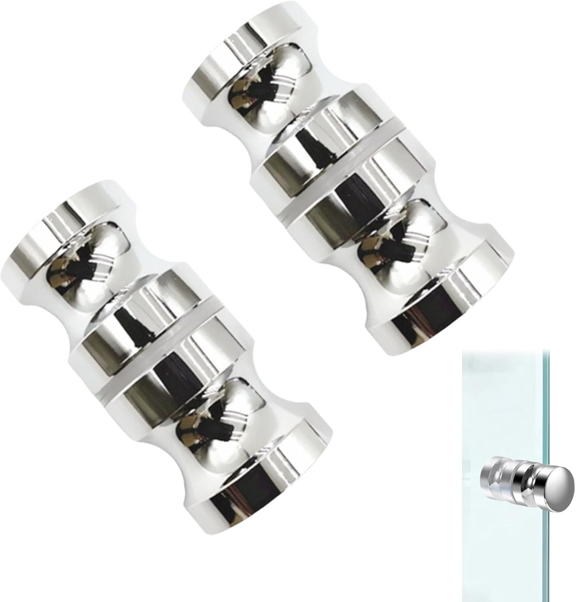 SnelShoppen - Badkamerdeurklinken Aluminium Legering Handgreep RVS Effect met Rubber Bekleding, 62 x 30 mm, Set van 2 Badkamerdeurklinken
