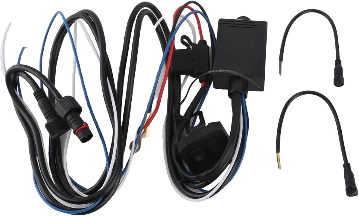 SnelShoppen - Motorkabelboomset 300W 16 AWG met Draadloze Schakelaar voor Motorfiets Spotverlichting - Waterdichte Universele Connector en Draadadapte