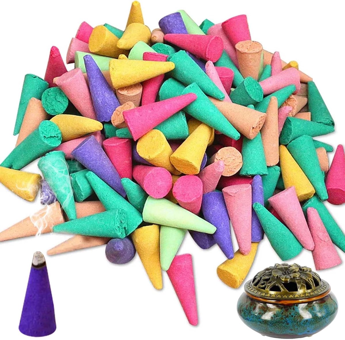 Rookconen 600 Stuks - Kleurrijke Geurconen - Handgemaakt - Perfect voor Meditatie en Ontspanning - ShopVlot