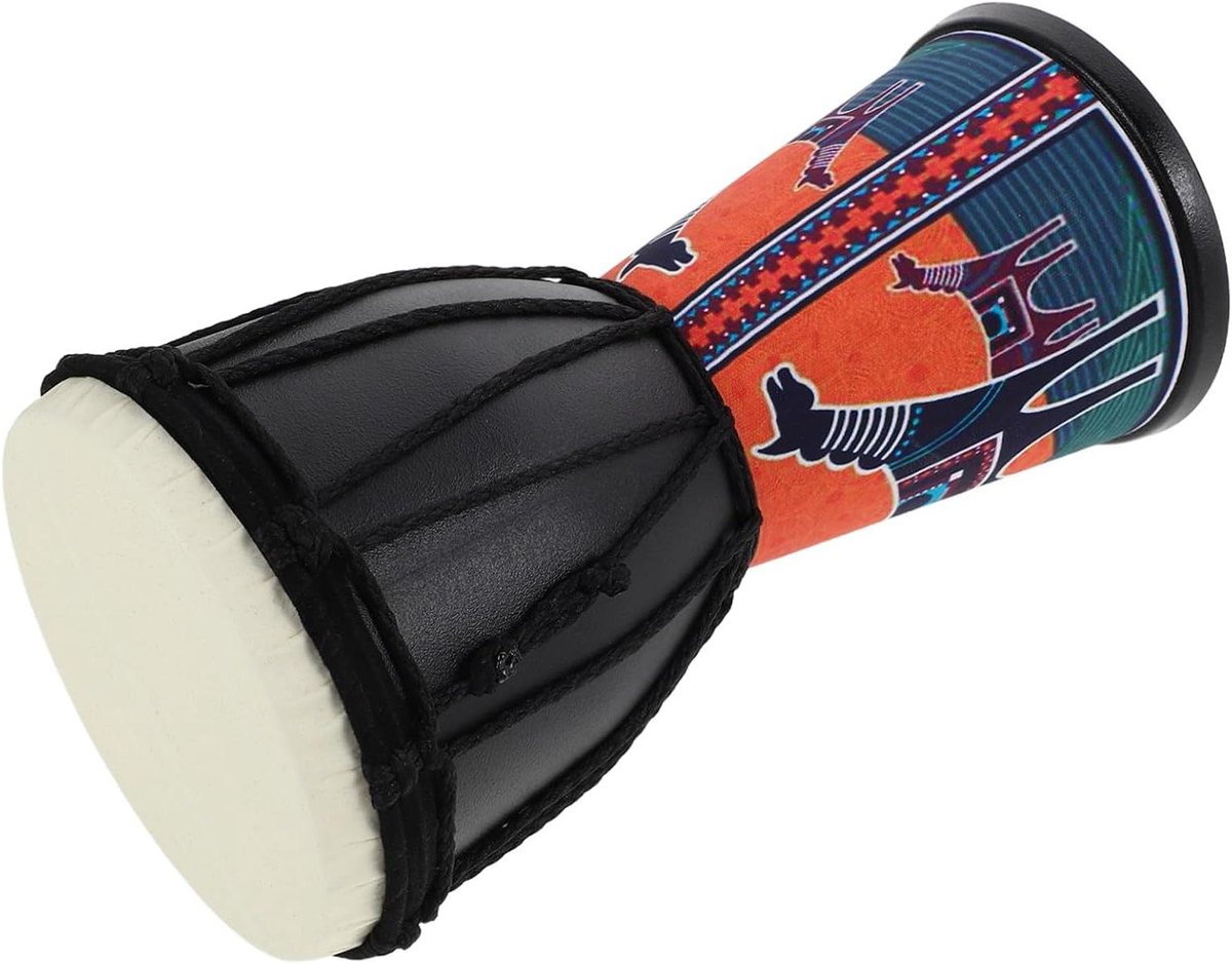 Djembe Trommel - Handtrommel Kinderen - Muziekles Spelen - Geitenvel Geluidskwaliteit - 20x10x10 cm - Multi