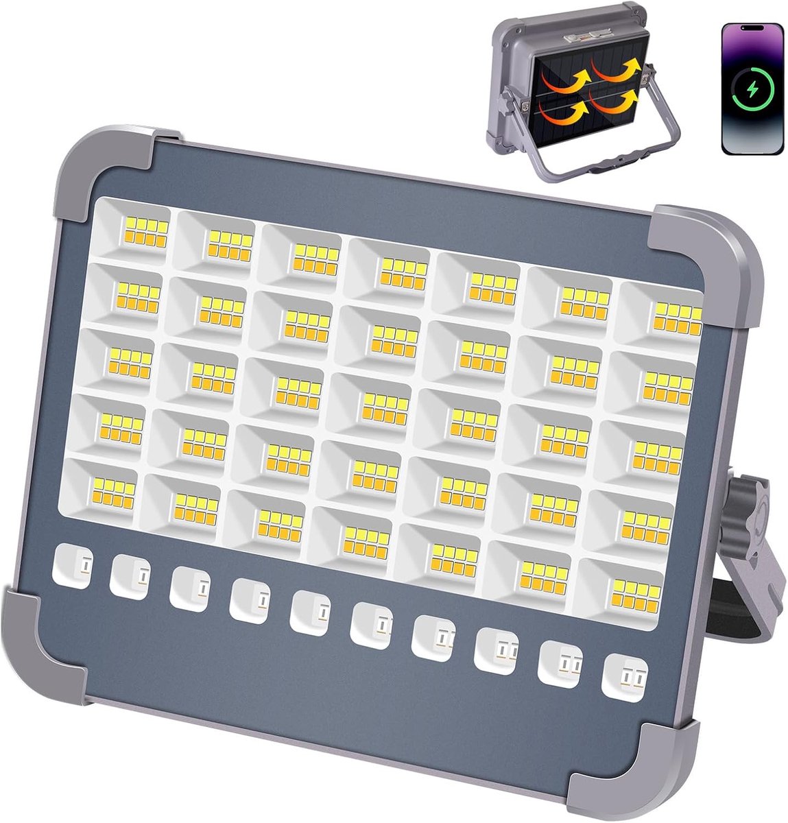LED bouwlamp 100 W - 10.000 Lumen - Oplaadbare werklamp - Ideaal voor camping en bouwwerkzaamheden - SnelShoppen