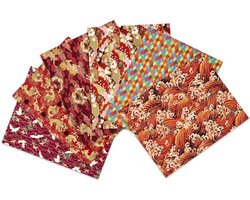 Fat Quarters Fabric Bundles, Oriental Style Fabric 6PCS, Asian Chinese Japanese Fish Flowers Red Crowned Crane Large - ShopVlot
