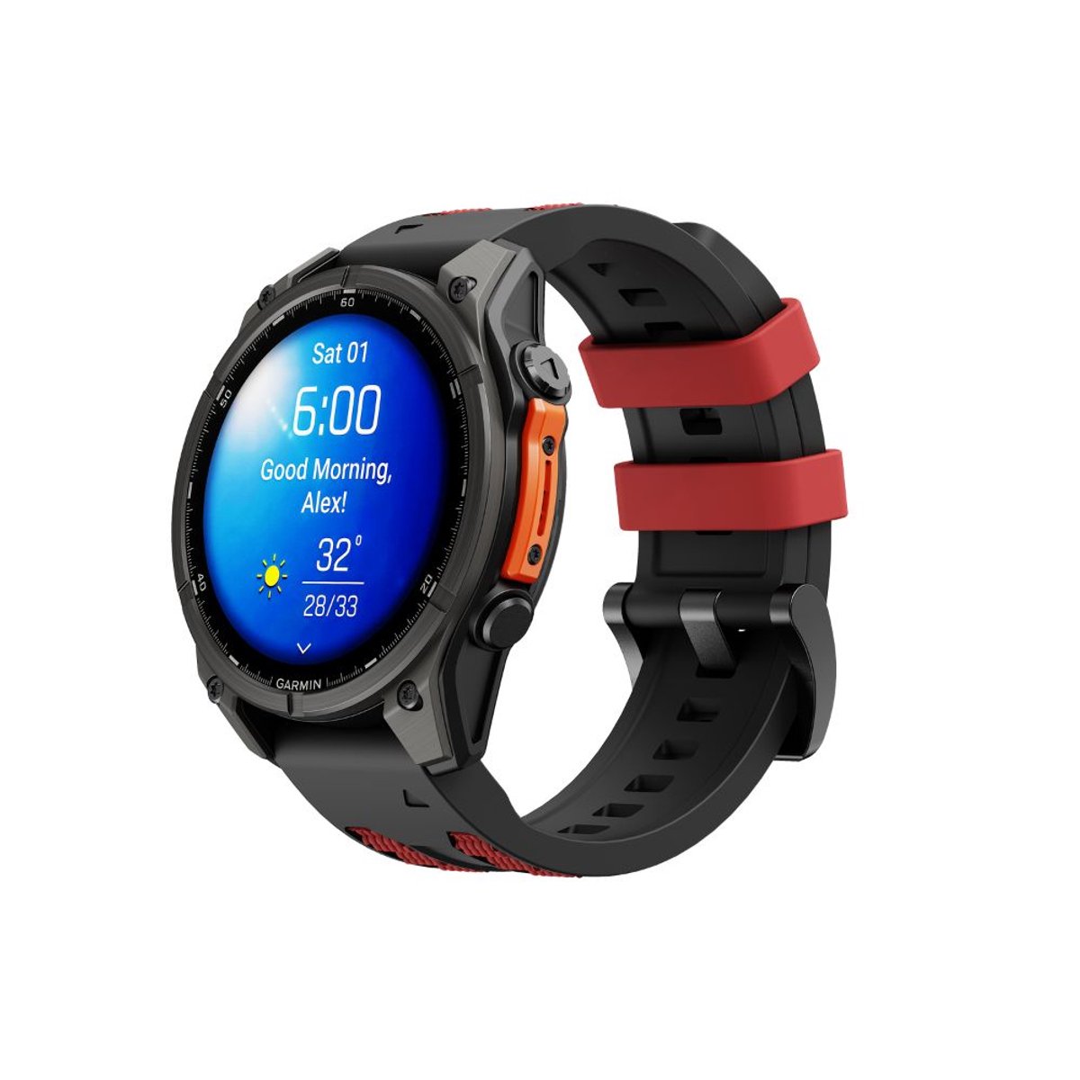 Cubenest Premium sporthorlogeband 22 mm Zwart/Oranje - geschikt voor Garmin smartwatch